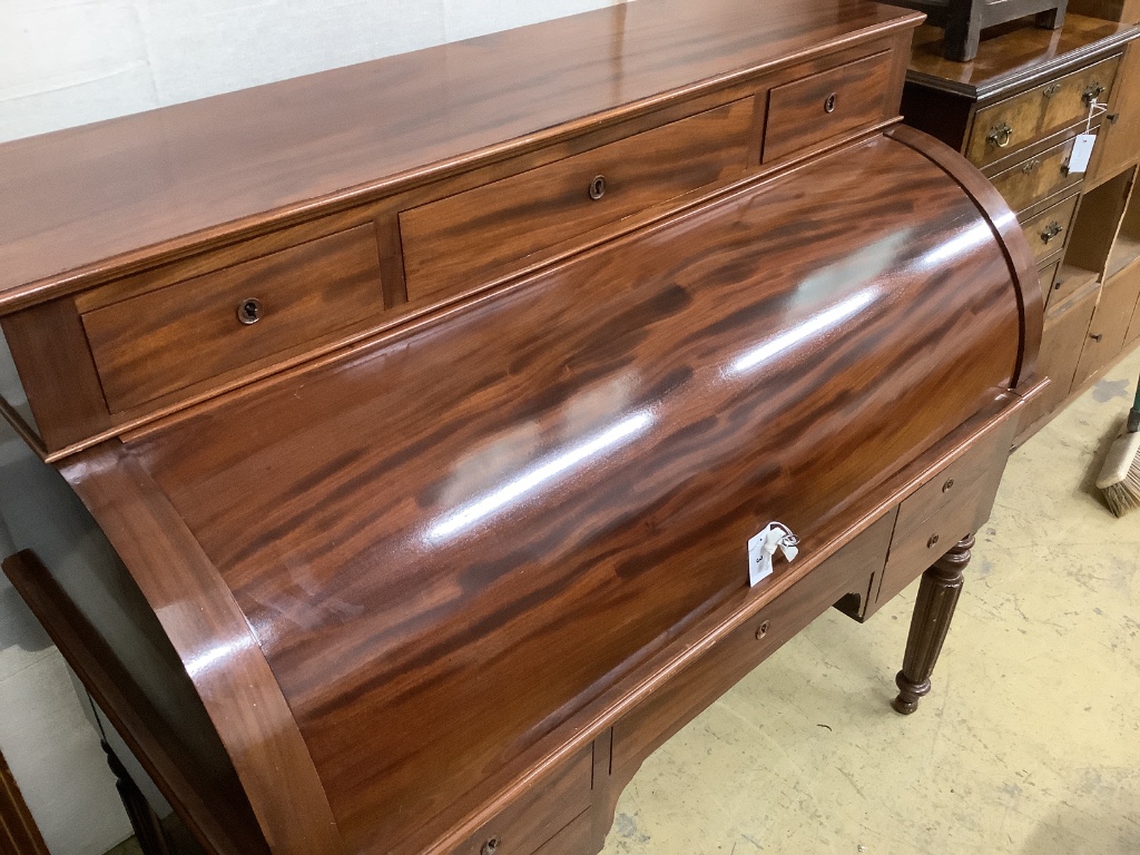 A 19th century French mahogany cylinder bureau, width 126cm, depth 63cm, height 120cm